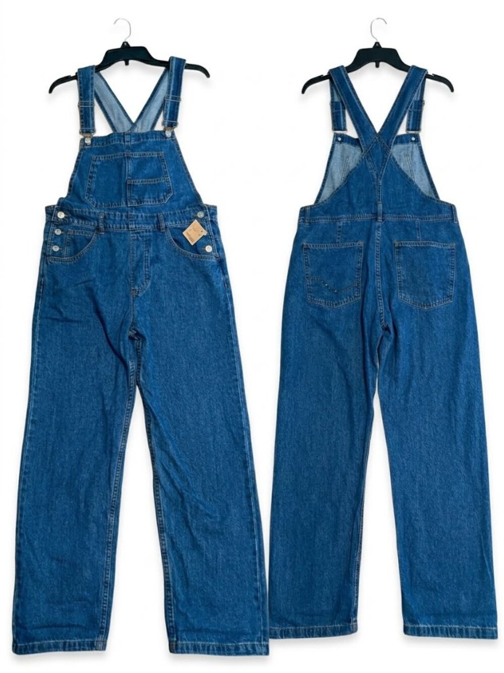 NWT Free People We The Free Ziggy Denim Overalls Sapphire Blue M